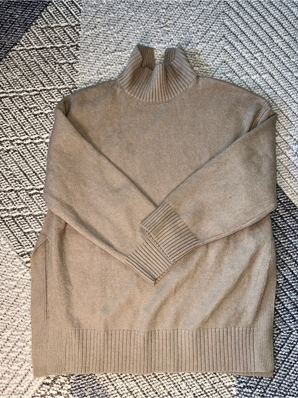 H&M Beige Turtleneck Sweater with Side Slits